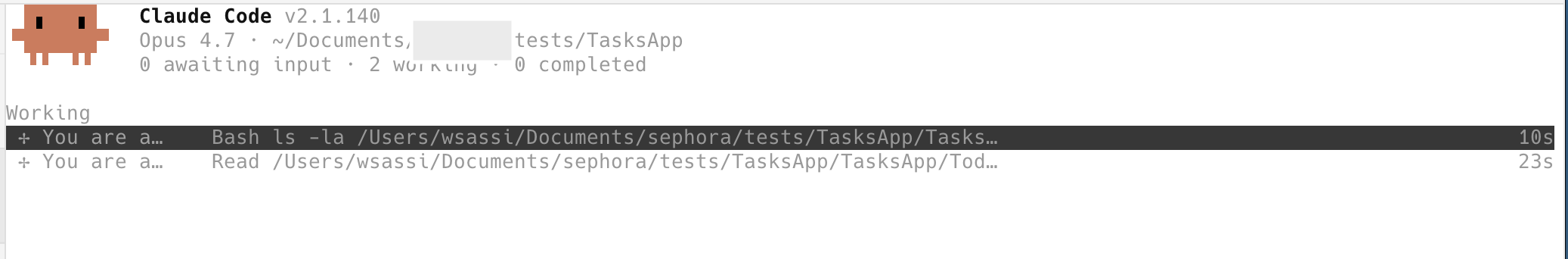 Two Claude Agents running in parallel inside Claude Code, one refactoring the iOS app to Clean Architecture and one writing unit tests