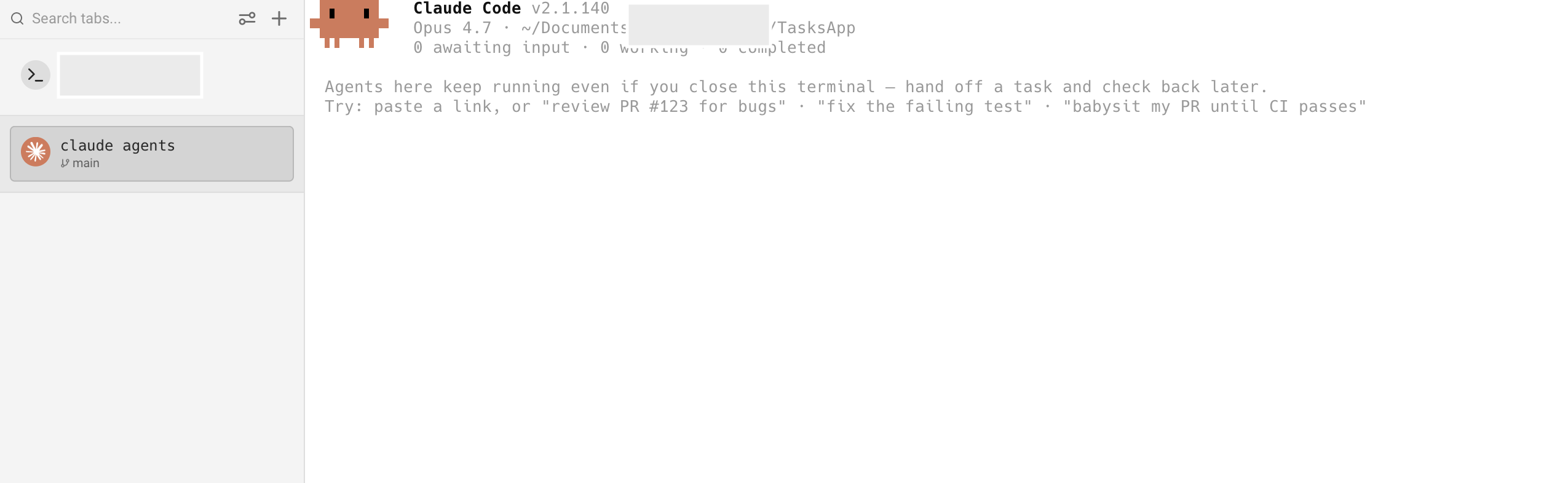Claude Agents view in Claude Code v2.1.139 running on Opus 4.7, ready to dispatch a new multi-agent session