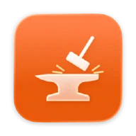 Sindri app icon: a hammer striking an anvil on an orange background